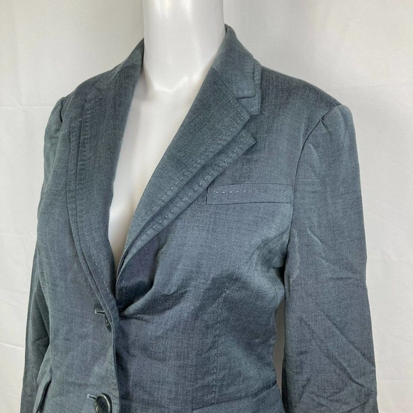 BCBGMAXAZRIA Jacket Womens Sz S Gray Lightweight Two Button Blazer Lined Pockets - Picture 2 of 8